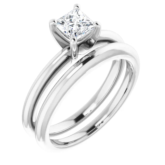 The Classic Solitaire Ring ◆ Square 0.5 CT Center Stone