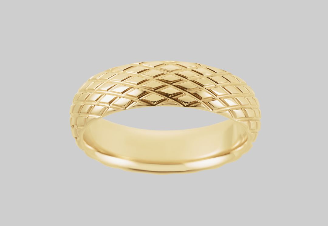 Men's 6 mm Rhombus Textured Wedding Band