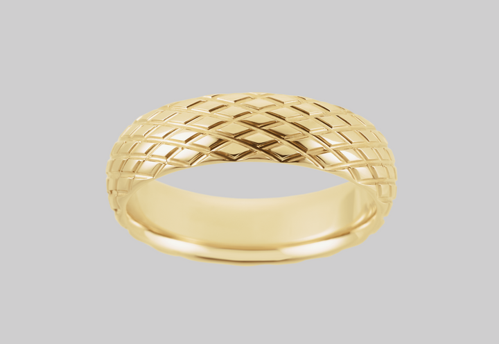 Men's 6 mm Rhombus Textured Wedding Band