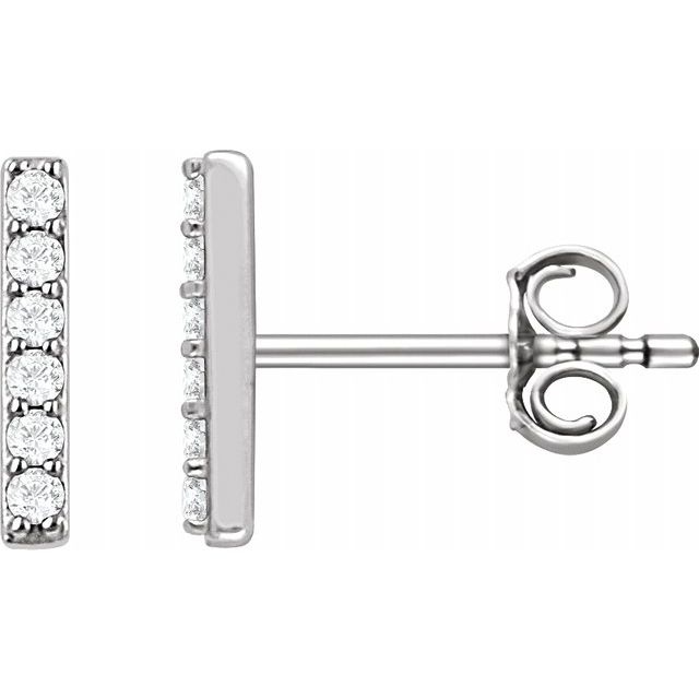Small Natural Diamond Accented Bar Earrings