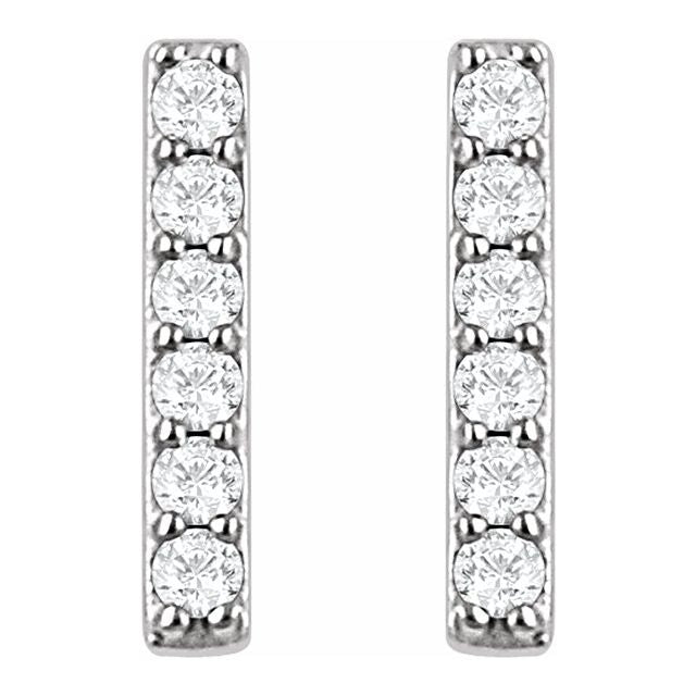 Small Natural Diamond Accented Bar Earrings