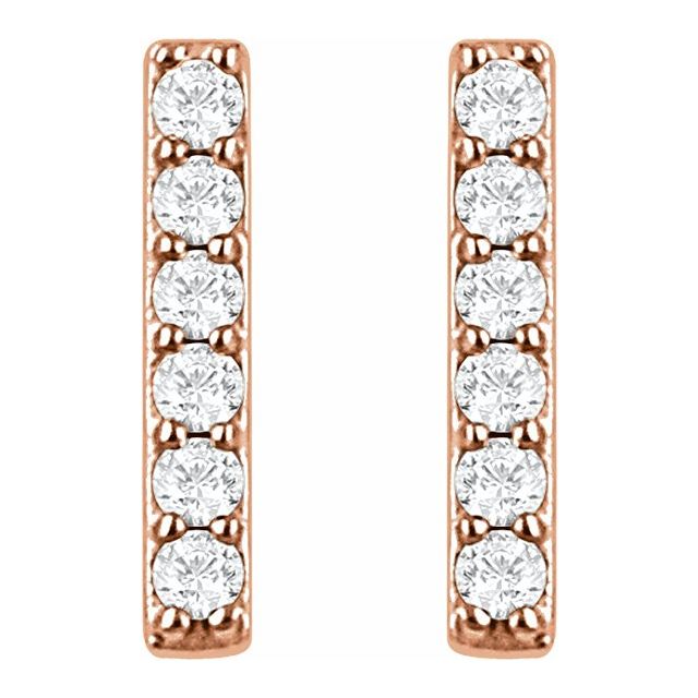 Small Natural Diamond Accented Bar Earrings