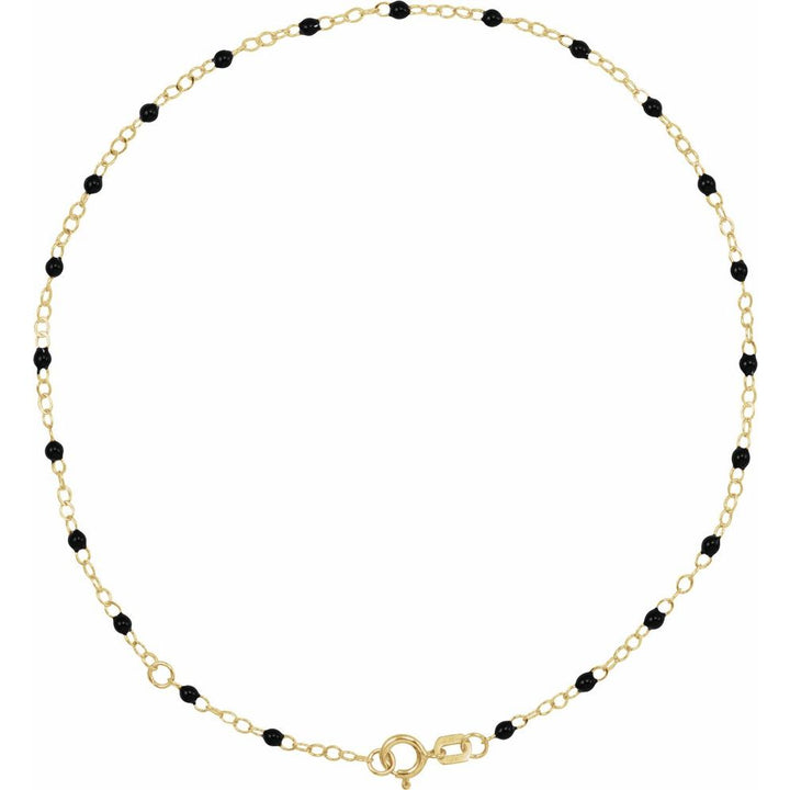 Black Enamel Bead 9-10" Adjustable Anklet