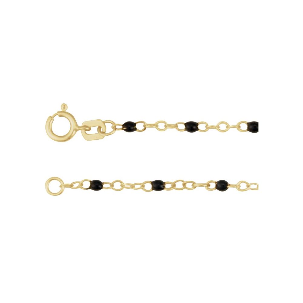 Black Enamel Bead 9-10" Adjustable Anklet
