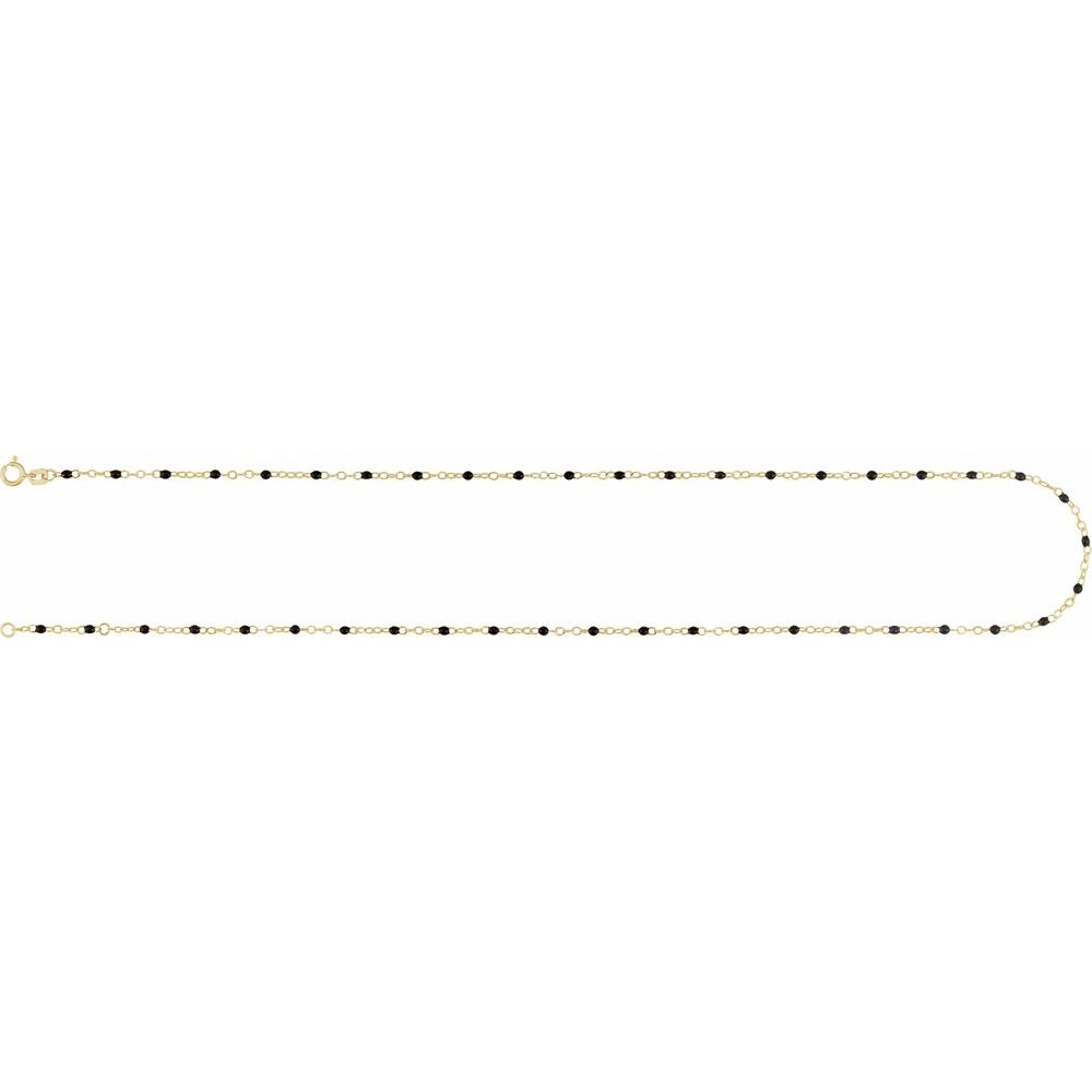 Black Enamel Bead 9-10" Adjustable Anklet