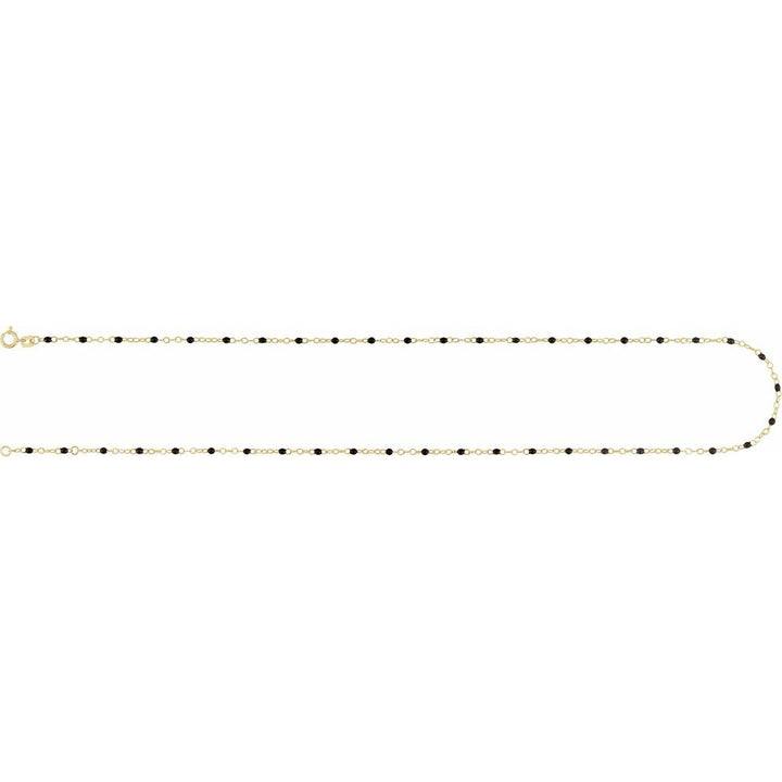 Black Enamel Bead 9-10" Adjustable Anklet