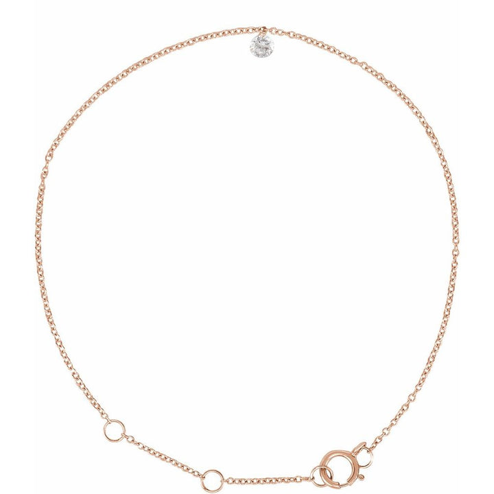 1/6 CT Natural Diamond Solitaire 9" Anklet