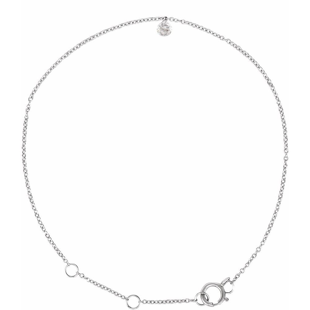 1/6 CT Natural Diamond Solitaire 9" Anklet