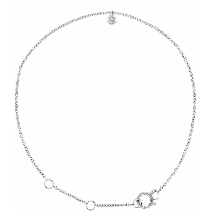 1/6 CT Natural Diamond Solitaire 9" Anklet