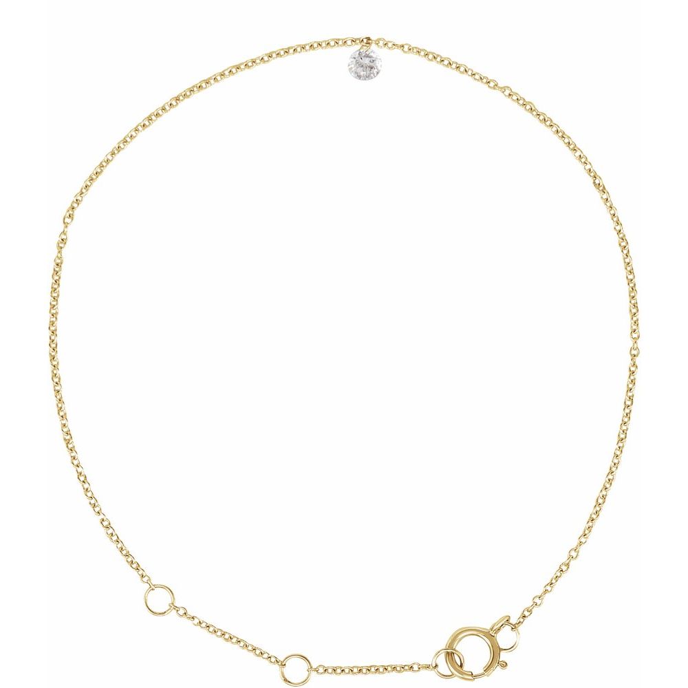 1/6 CT Natural Diamond Solitaire 9" Anklet