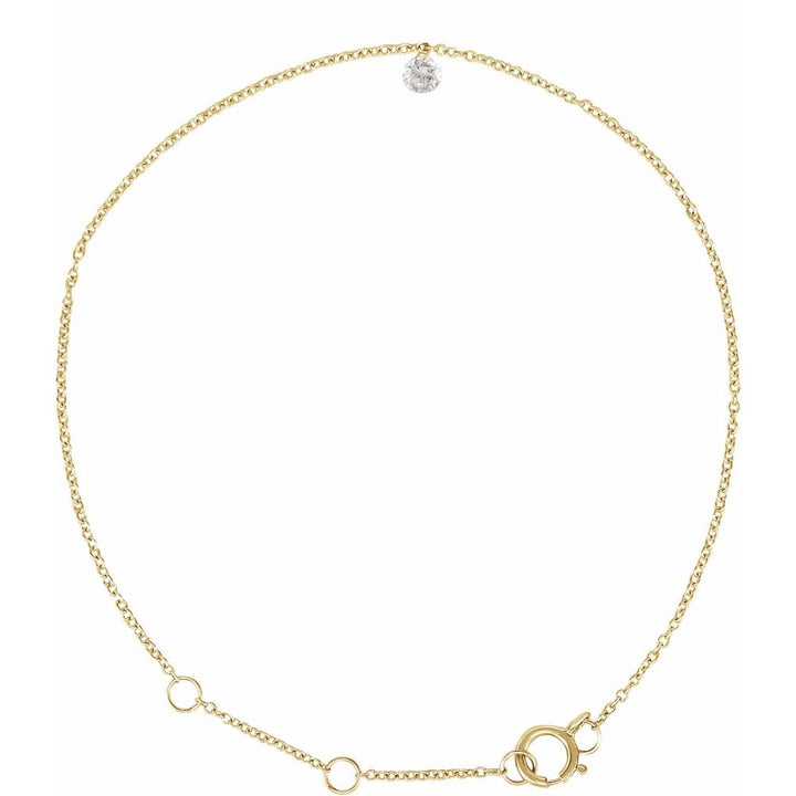 1/6 CT Natural Diamond Solitaire 9" Anklet