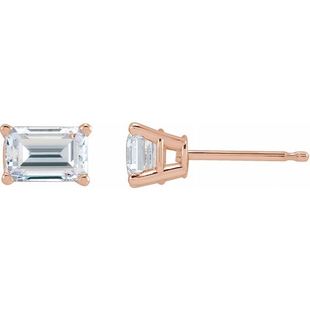 1 CTW Emerald Cut Moissanite Stud Earrings