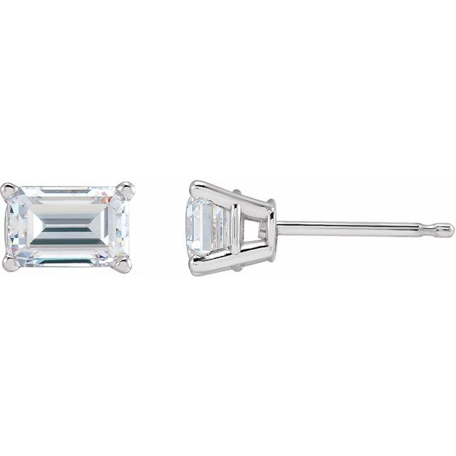 1 CTW Emerald Cut Moissanite Stud Earrings