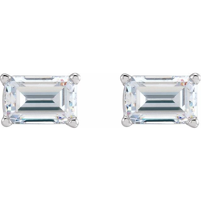 1 CTW Emerald Cut Moissanite Stud Earrings