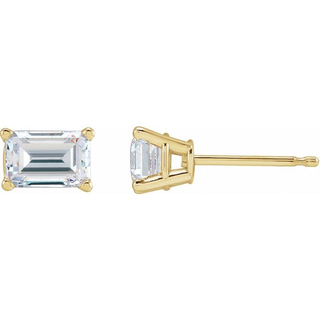 1 CTW Emerald Cut Moissanite Stud Earrings