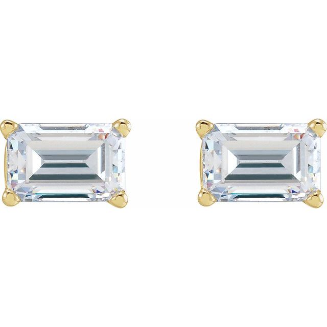1 CTW Emerald Cut Moissanite Stud Earrings