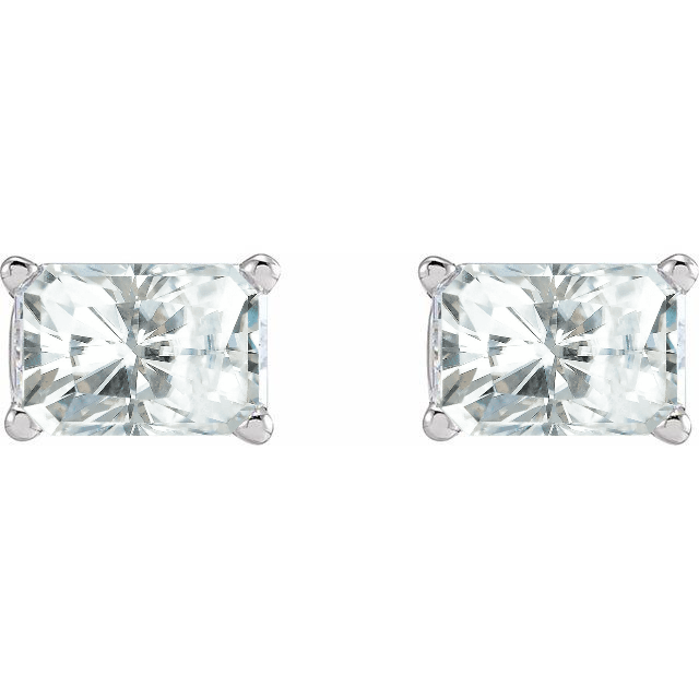 1 CTW Emerald Cut Moissanite Stud Earrings