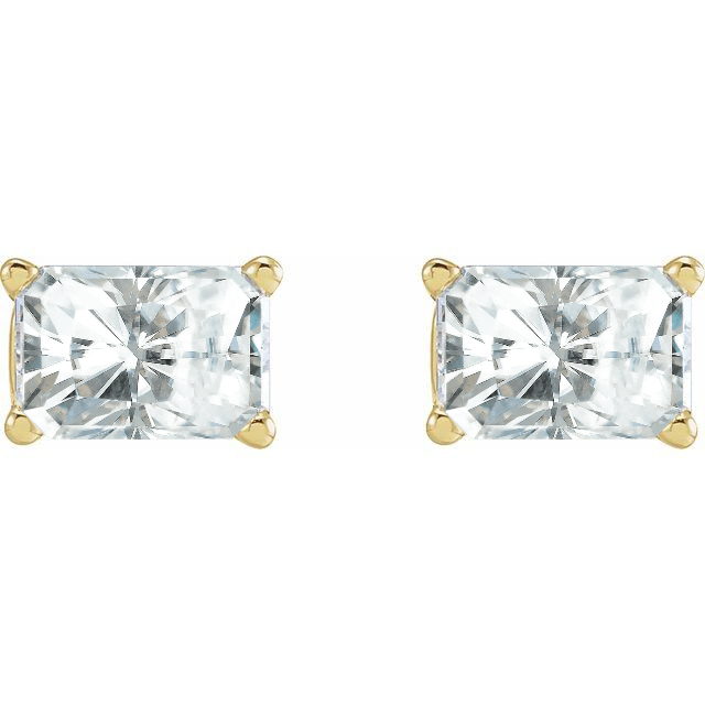 1 CTW Emerald Cut Moissanite Stud Earrings