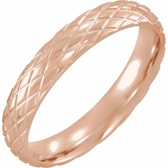 Men's 4 mm Rhombus Textured Wedding Band