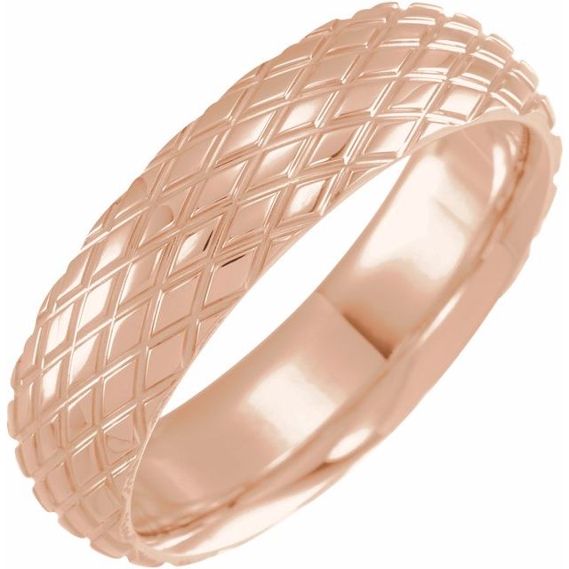 Men's 6 mm Rhombus Textured Wedding Band