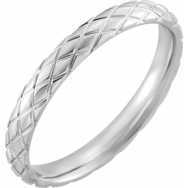 Men's 3 mm Rhombus Textured Wedding Band