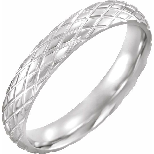 Men's 4 mm Rhombus Textured Wedding Band