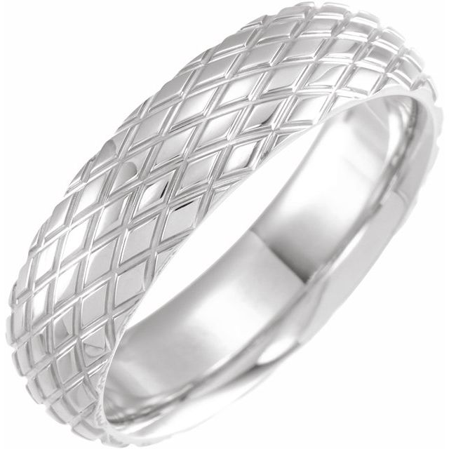 Men's 6 mm Rhombus Textured Wedding Band