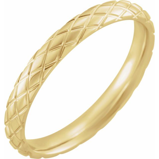 Men's 3 mm Rhombus Textured Wedding Band