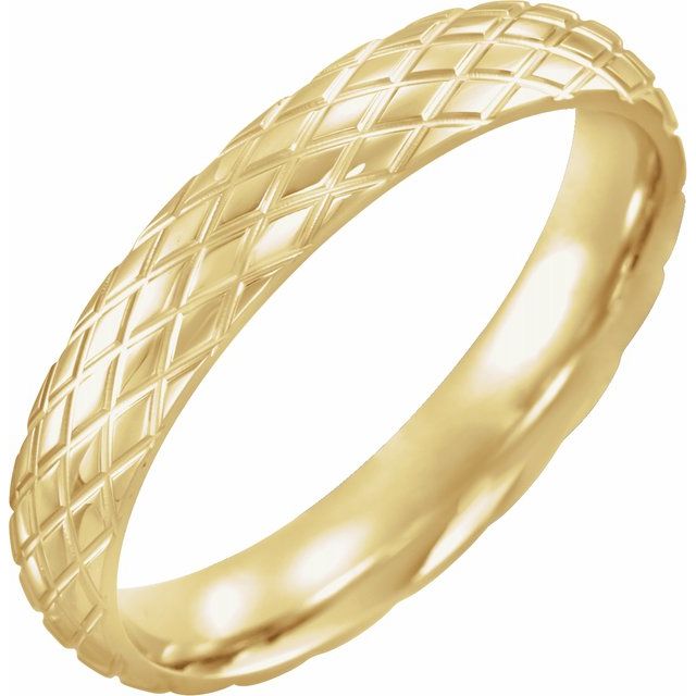 Men's 4 mm Rhombus Textured Wedding Band