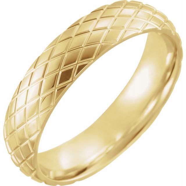 Men's 5 mm Rhombus Textured Wedding Band