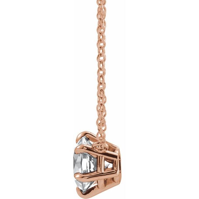 Round Natural Diamond 6 Claw Prong Necklace
