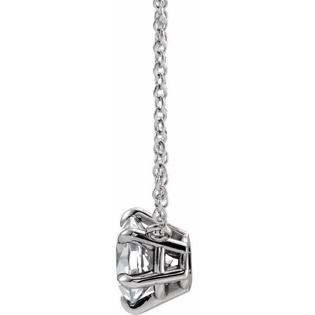Round Natural Diamond 6 Claw Prong Necklace