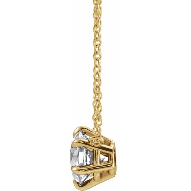 Round Natural Diamond 6 Claw Prong Necklace