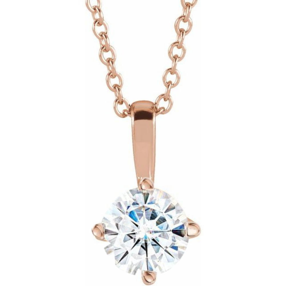 Round 1/2 CT Natural Diamond Solitaire Pendant Necklace