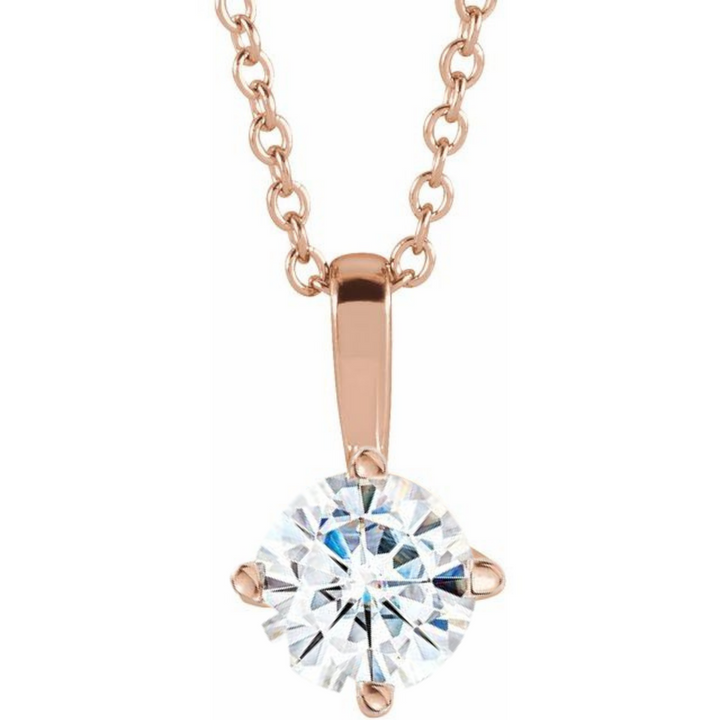 Round 1/2 CT Natural Diamond Solitaire Pendant Necklace