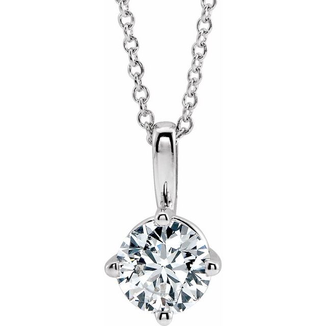 Round 1/2 CT Natural Diamond Solitaire Pendant Necklace