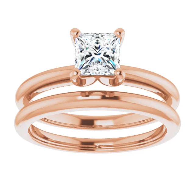 Square 3/4 CT Lab-Grown Diamond Classic Solitaire Ring