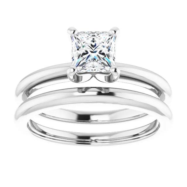 Square 3/4 CT Lab-Grown Diamond Classic Solitaire Ring