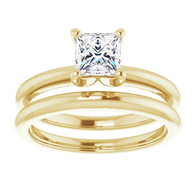 Square 3/4 CT Lab-Grown Diamond Classic Solitaire Ring