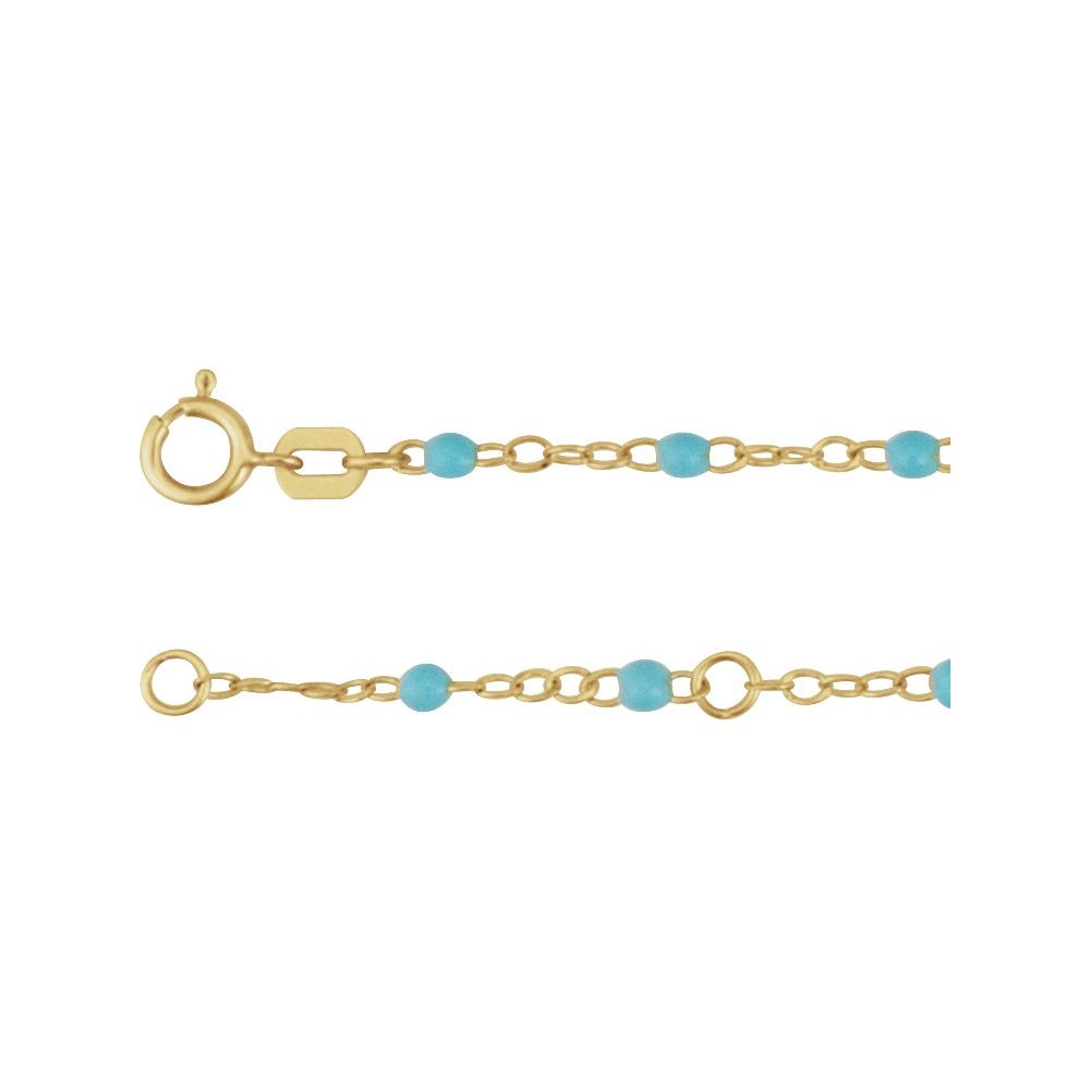 Turquoise Enamel Bead 9-10" Adjustable Anklet