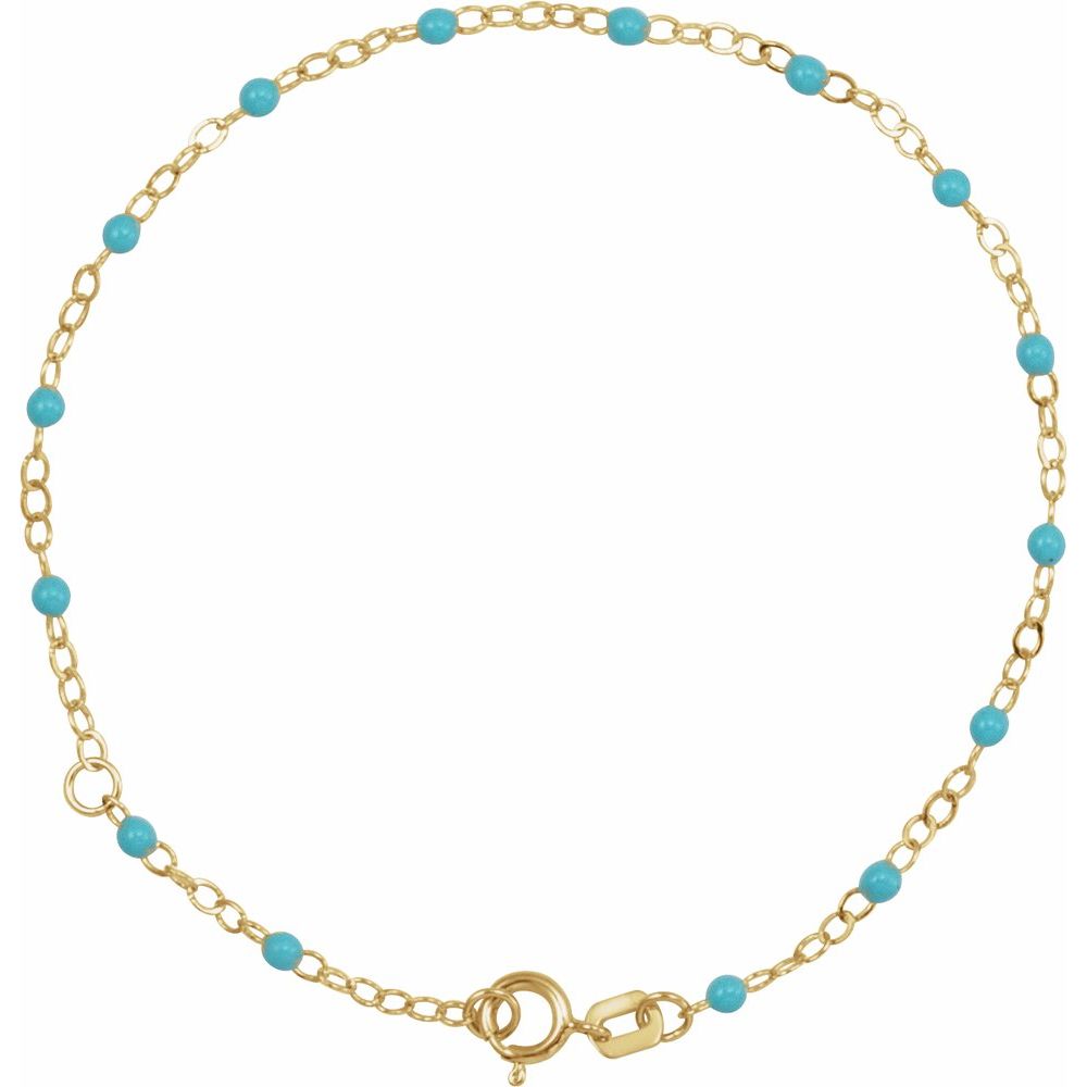Turquoise Enamel Bead 6-7" Adjustable Bracelet