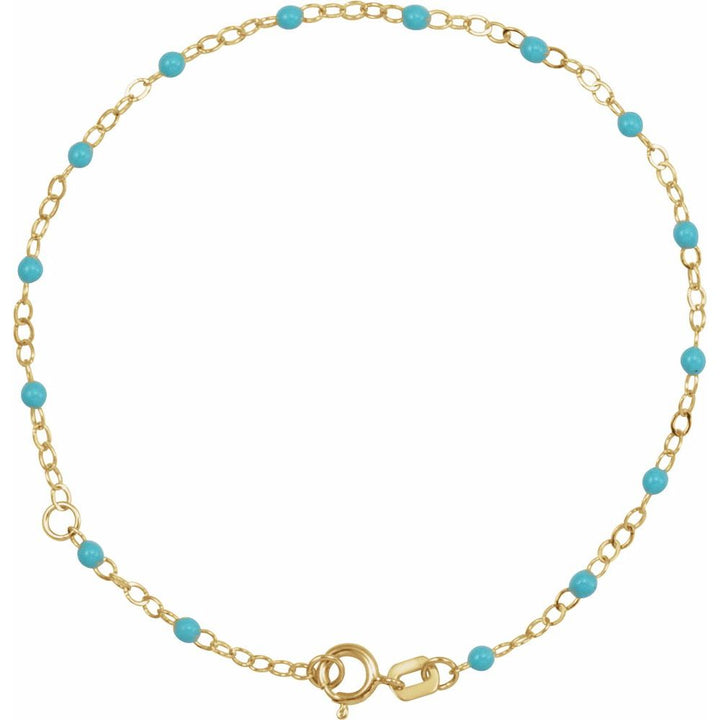 Turquoise Enamel Bead 6-7" Adjustable Bracelet