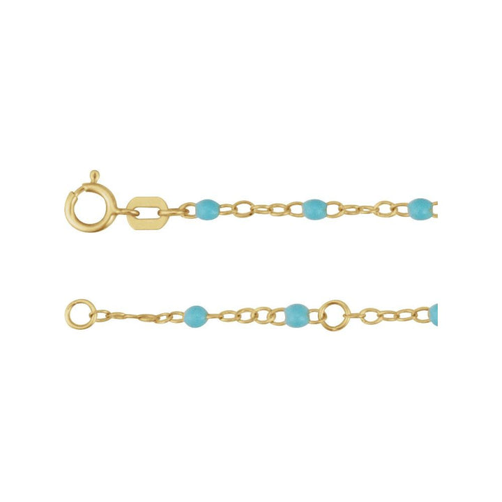 Turquoise Enamel Bead 6-7" Adjustable Bracelet
