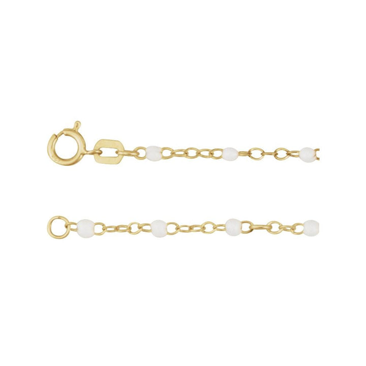 White Enamel Bead 9-10" Adjustable Anklet