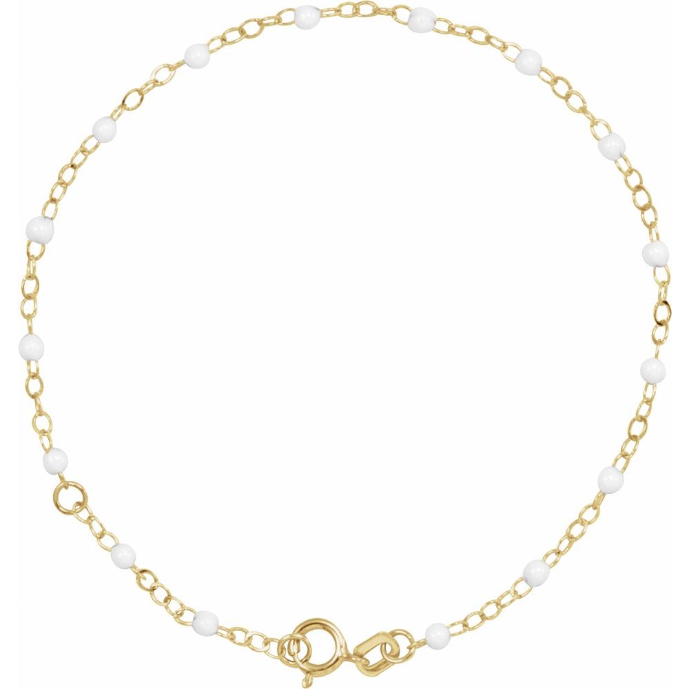 White Enamel Bead 6-7" Adjustable Bracelet