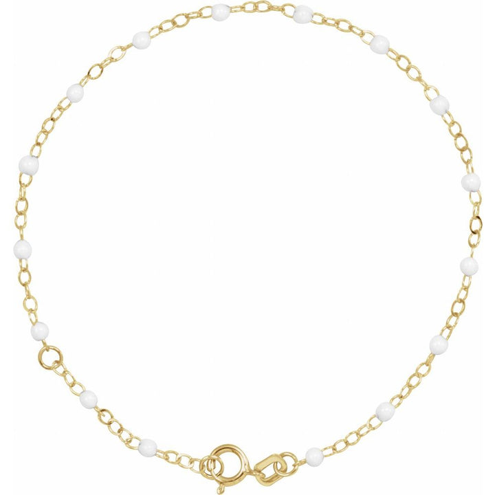 White Enamel Bead 6-7" Adjustable Bracelet